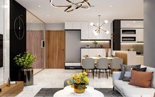 Thiết kế nội thất căn hộ 80m2 với 2 phòng ngủ hiện đại